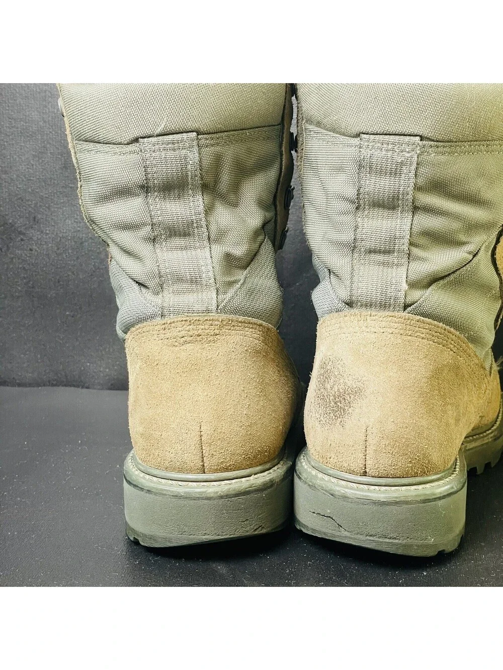 Military Steel Toe Combat Boots VIBRAM Men’s Size 5 Sage Green No Laces
